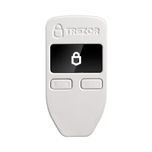 Trezor Model One White front view screen lock 300x300